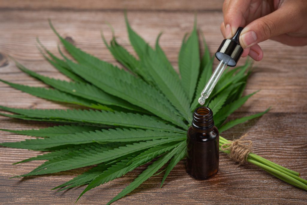 Hoja y tintero de cannabis